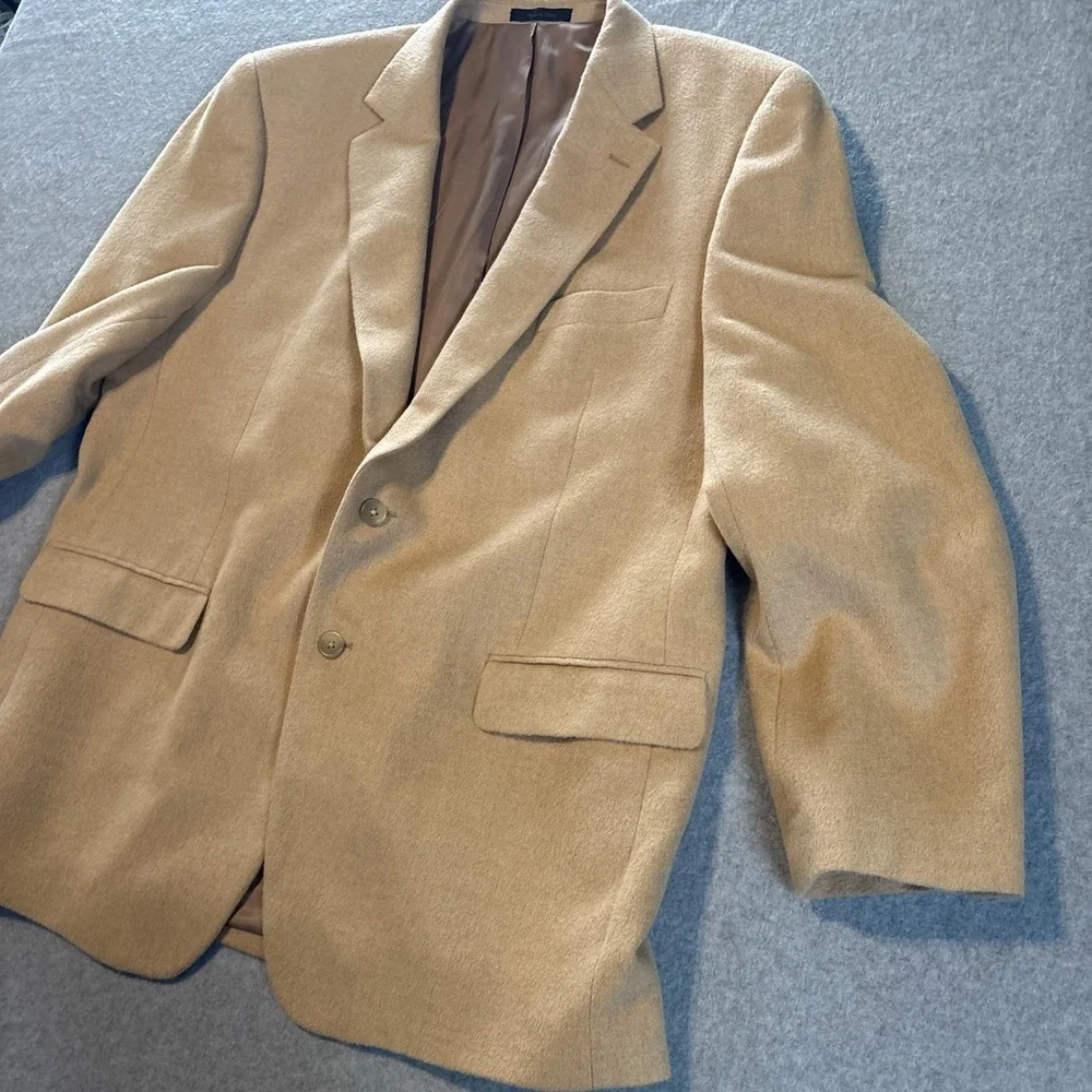 Chaps 100% Camel Hair‎ Beige Blazer Men's 46R RN-69456 Very Good Cond.